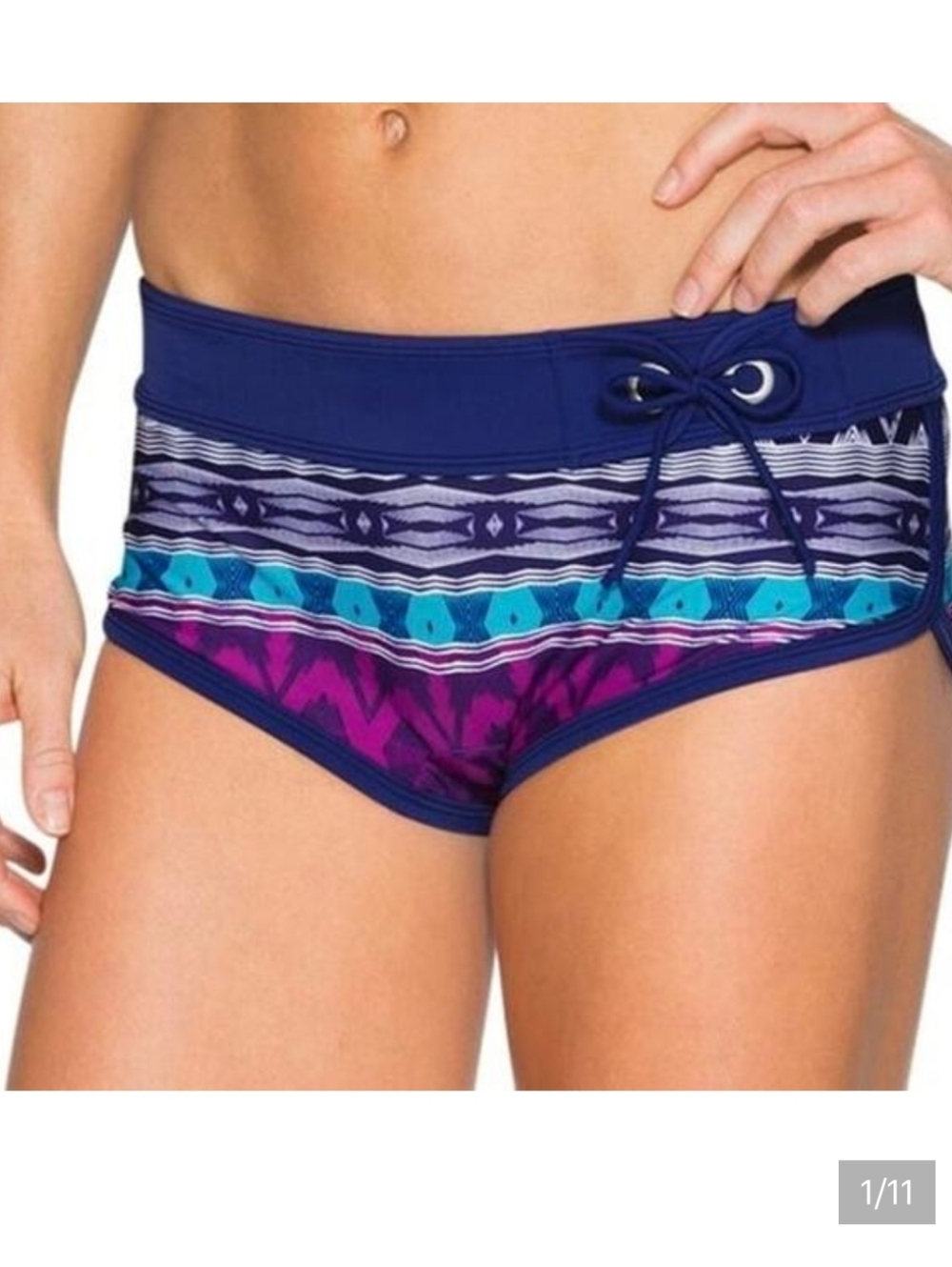 Athleta Belize Dolphin Amalfi Blue Geo Bikini Bottoms Womens Medium